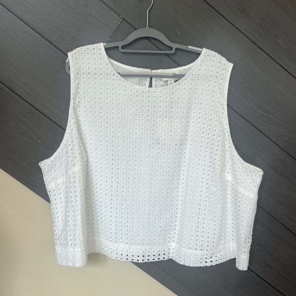Kate Spade Target Collab Women's Plus 4X White Eyelet Tank Top Cotton Lined
